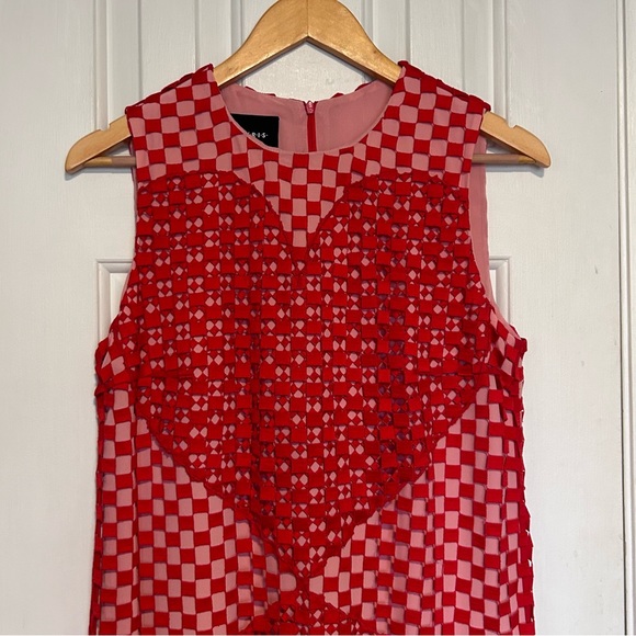 AKRIS Cocktail Dress Heart Motifs Mulberry Silk w Embroidered Overlay UK 12 US 8 - Picture 6 of 14